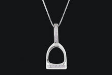 Load image into Gallery viewer, Sterling Silver Large Cubic Zirconia English Stirrup Necklace
