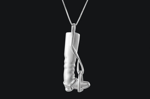Sterling Silver Large Tall Boot & Stirrup Necklace - Elegant Elements By Kelly