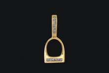 Load image into Gallery viewer, 14K Gold Small Diamond English Stirrup Necklace
