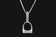 Load image into Gallery viewer, Sterling Silver Small Cubic Zirconia English Stirrup Necklace
