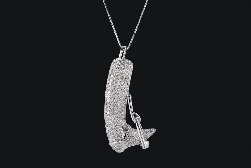 Sterling Silver Pave` English Riding Boot Necklace