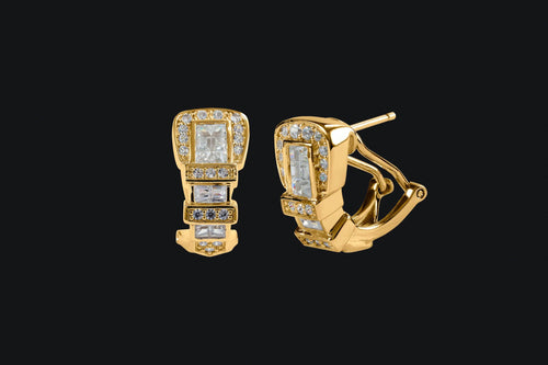 14k Gold Diamond Ranger Style Buckle Earrings - Elegant Elements By Kelly