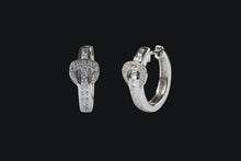 Load image into Gallery viewer, 14K Gold Diamond Contemporary Buckle Hoop Earrings - Elegant Elements By Kelly
