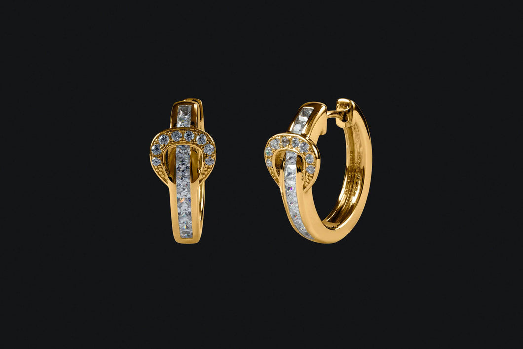 14K Gold Diamond Contemporary Buckle Hoop Earrings - Elegant Elements By Kelly