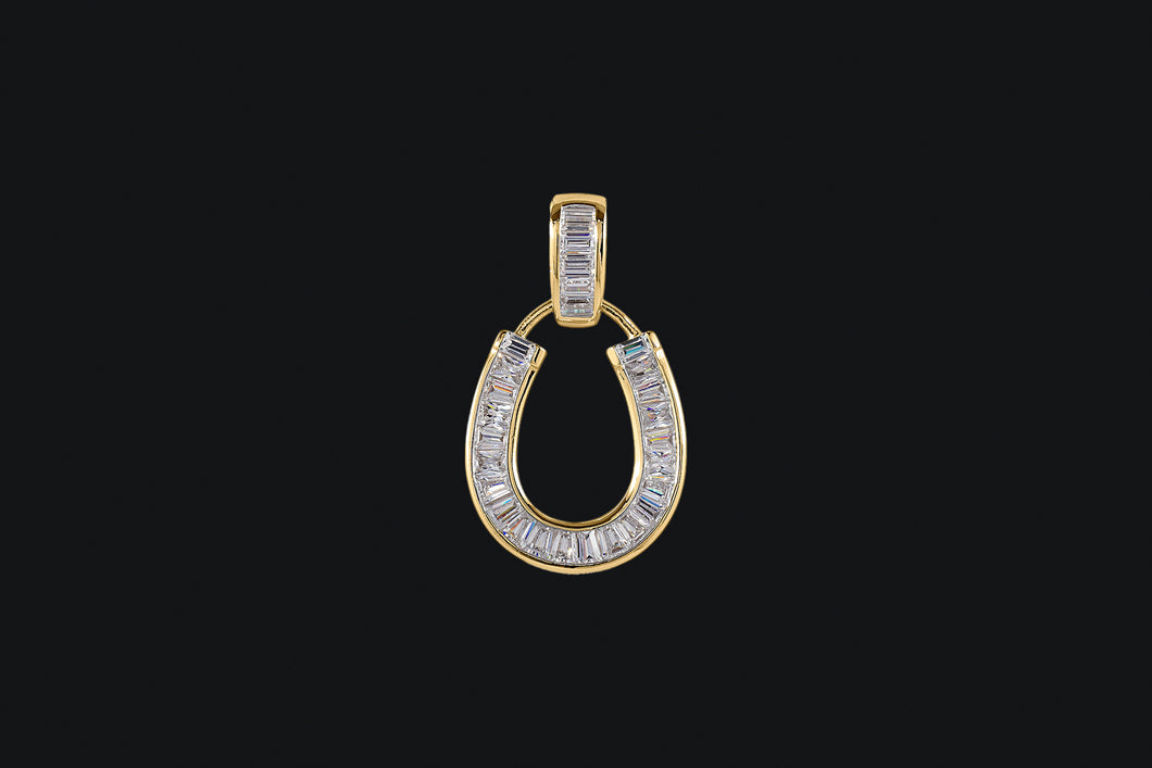 14K Diamond Baguette Horseshoe Necklace