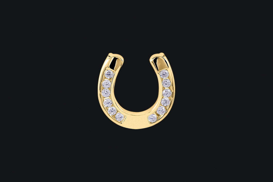14K Gold Large Horseshoe Diamond Necklace