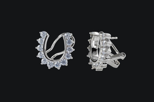 Sterling Silver Cubic Zirconia French Clip Post Back Horseshoe Earrings - Elegant Elements By Kelly