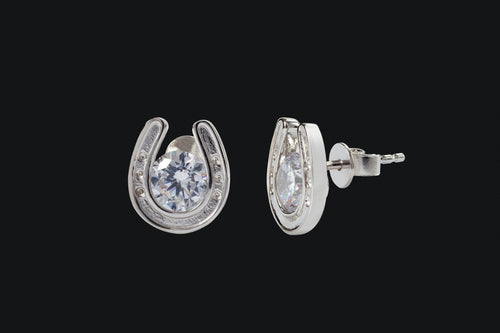 Sterling Silver Cubic Zirconia Horseshoe Stud Earrings - Elegant Elements By Kelly