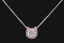 Load image into Gallery viewer, Sterling Silver &amp; Rose Gold Plated Horseshoe Cubic Zirconia Necklace - Elegant Elements By Kelly
