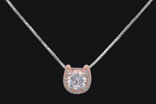 Load image into Gallery viewer, Sterling Silver &amp; Rose Gold Plated Horseshoe Cubic Zirconia Necklace
