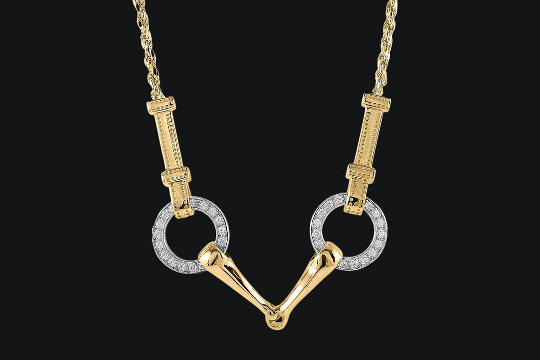 14K Gold Diamond Snaffle Bit Necklace