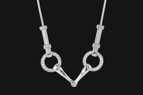 Sterling Silver Snaffle Bit Cubic Zirconia Necklace - Elegant Elements By Kelly