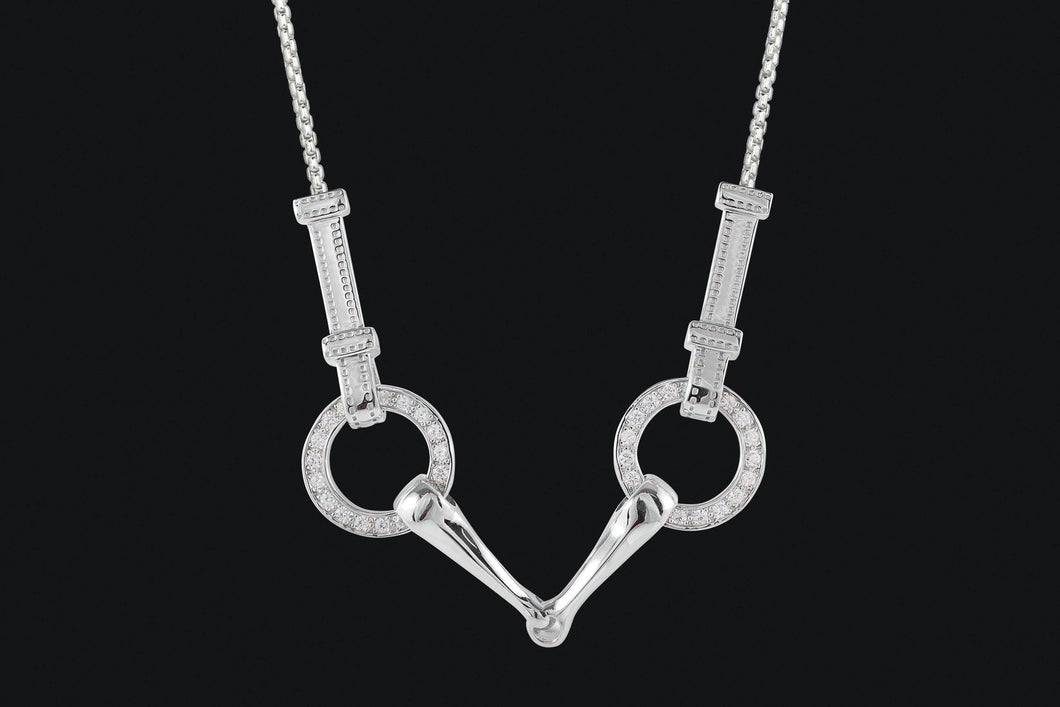 Sterling Silver Snaffle Bit Cubic Zirconia Necklace - Elegant Elements By Kelly
