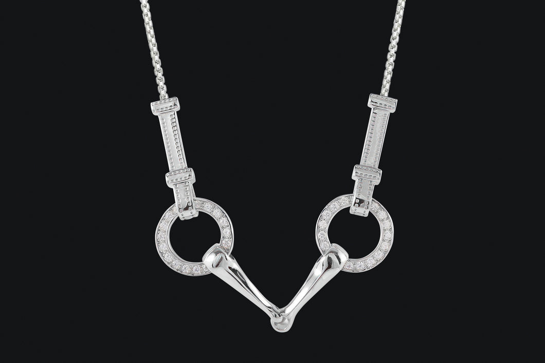 Sterling Silver Snaffle Bit Cubic Zirconia Necklace