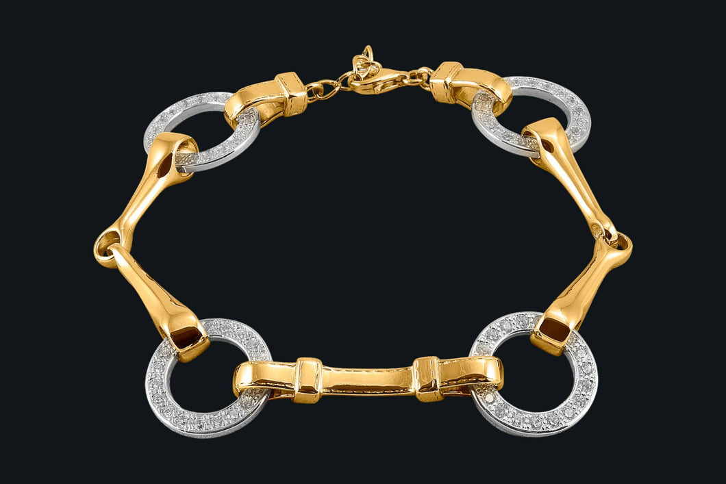 14K Gold Snaffle Bit Diamond Bracelet - Elegant Elements By Kelly