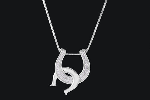 Sterling Silver Cubic Zirconia Double Horseshoe Necklace - Elegant Elements By Kelly