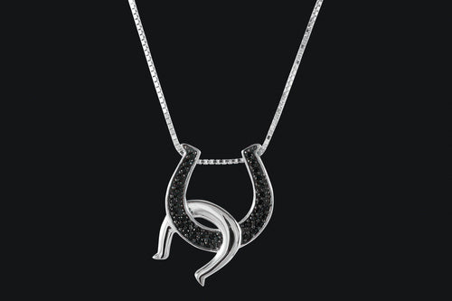 Sterling Silver Black Cubic Zirconia Double Horseshoe Necklace - Elegant Elements By Kelly