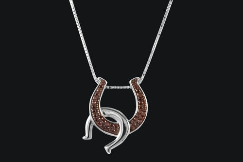 Sterling SIlver Cognac Double Horseshoe Necklace - Elegant Elements By Kelly