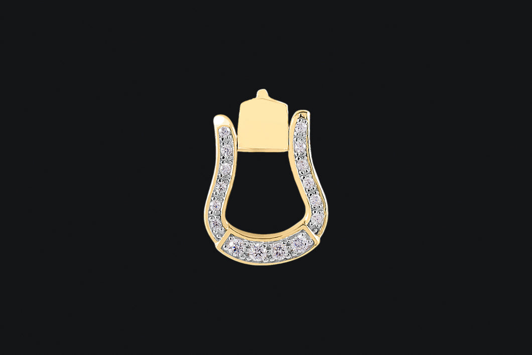 14K Gold Diamond Oxbow Necklace