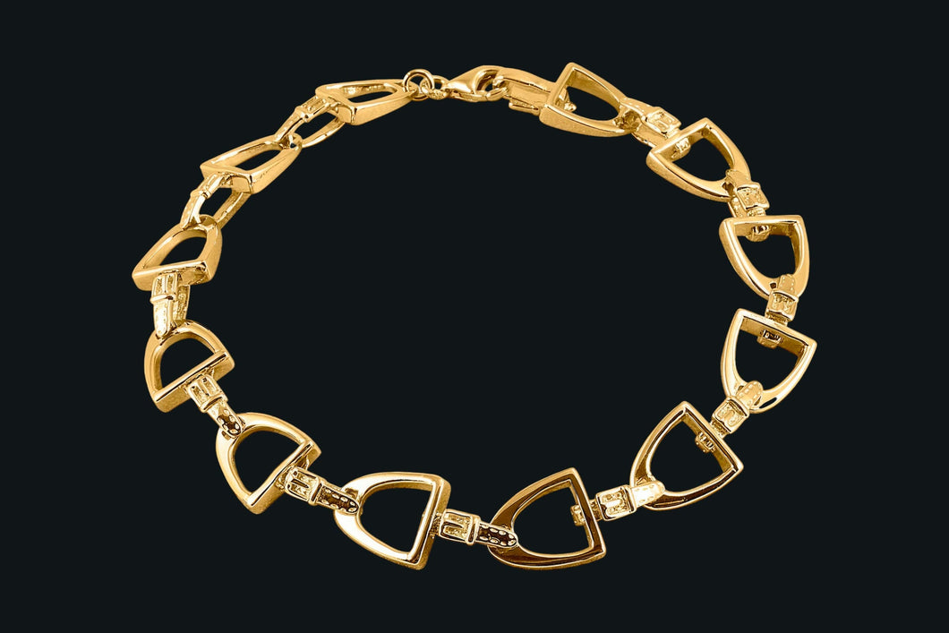 14K Gold Small English Stirrup Bracelet