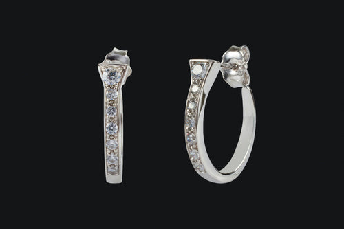 Sterling Silver Cubic Zirconia Horseshoe Nail Hoop Earrings - Elegant Elements By Kelly