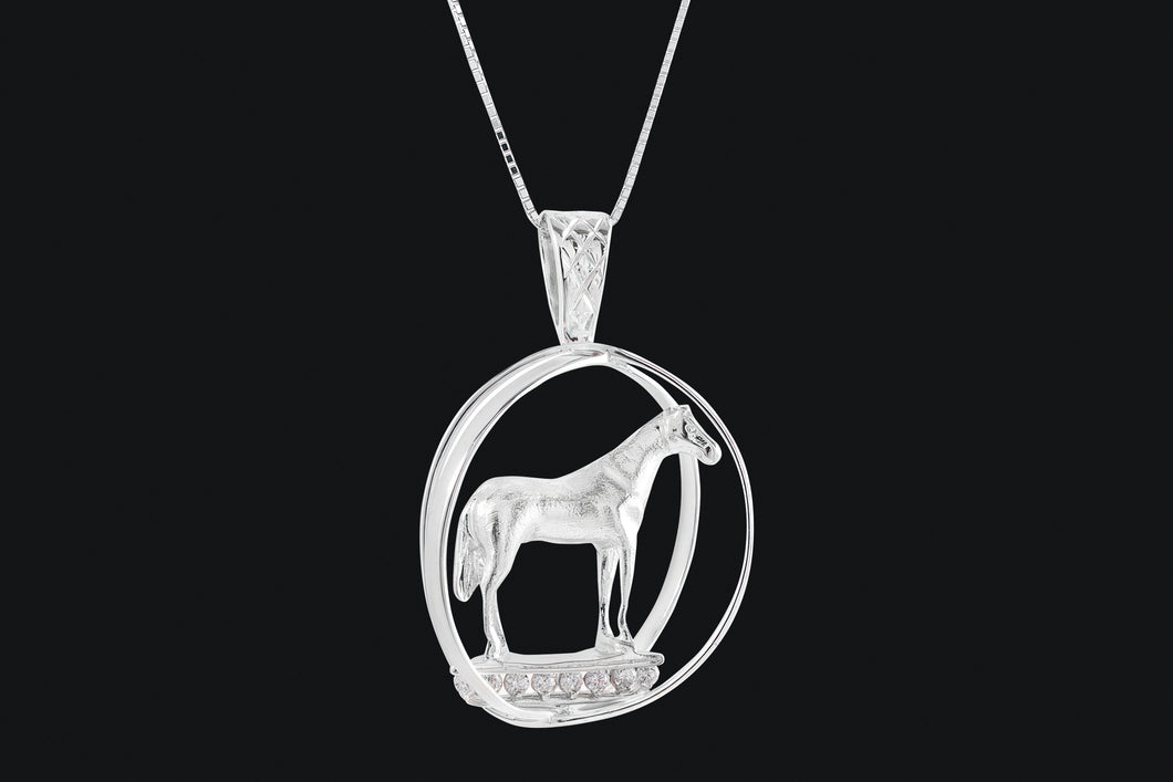 Sterling Silver Large World Trophy Cubic Zirconia Necklace