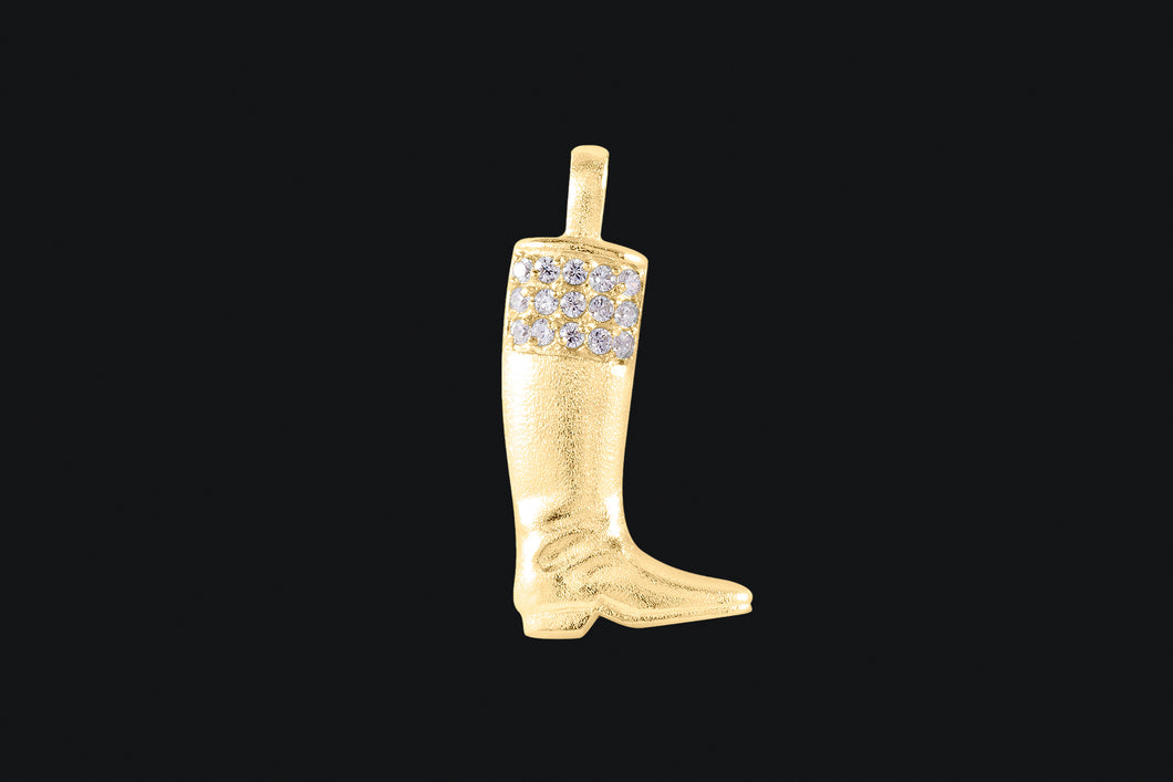 14K Gold Diamond English Boot Necklace