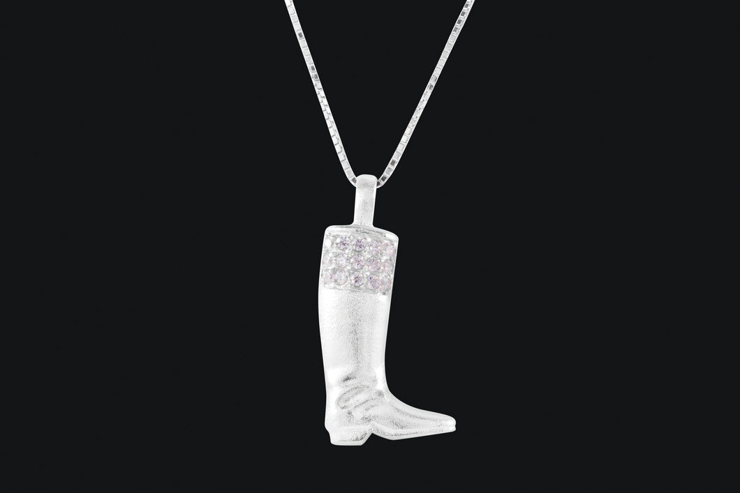Sterling Silver Cubic Zirconia English Boot Necklace