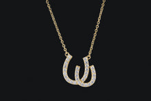 Load image into Gallery viewer, 14K Gold Diamond Double Horseshoe Necklace
