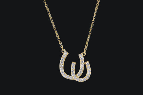 14K Gold Diamond Double Horseshoe Necklace - Elegant Elements By Kelly