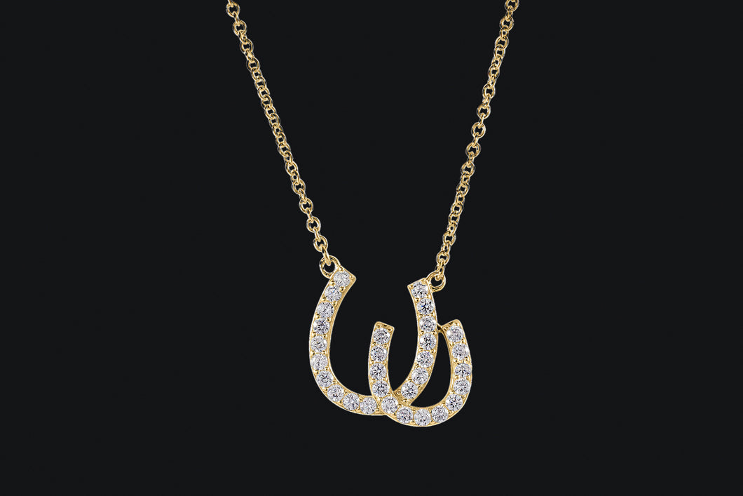 14K Gold Diamond Double Horseshoe Necklace