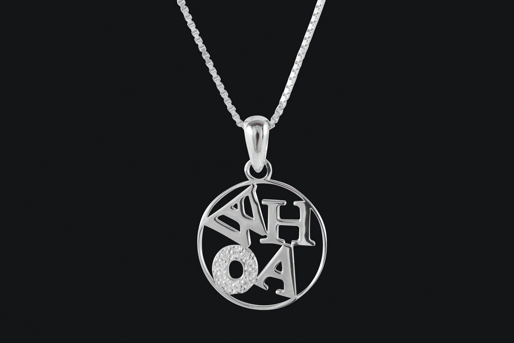 Sterling Silver Cubic Zirconia Circle Whoa Necklace