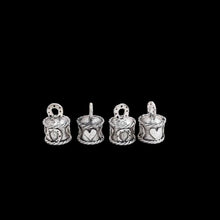 Load image into Gallery viewer, Sterling Silver Round End Cap 8.0mm With Horseshoe And Heart Hammered  Rustic Finished Oxidized - Elegant Elements By Kelly

