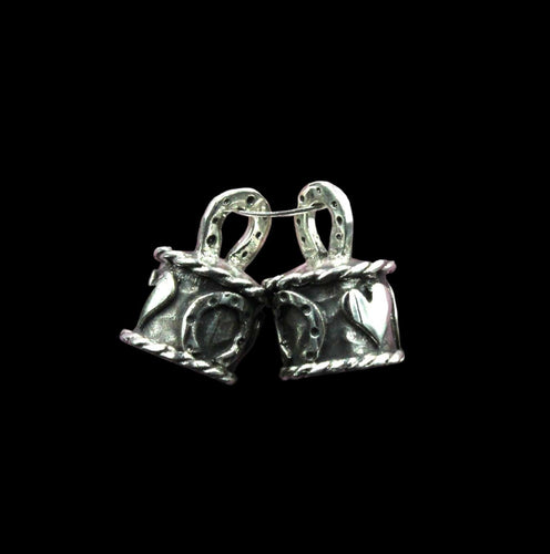 Sterling Silver Round End Cap 8.0mm With Horseshoe And Heart Hammered  Rustic Finished Oxidized - Elegant Elements By Kelly