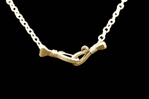 Brass Horsenail Center Necklace & Sterling Silver Plated Rolo Chain With Gold Tone Accent - Elegant Elements By Kelly