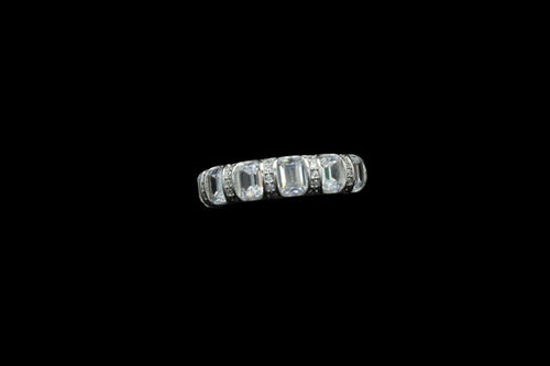 Sterling Silver Emerald Cut Cubic Zirconia Eternity Band - Elegant Elements By Kelly