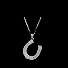 Load image into Gallery viewer, Custom Sterling Silver Large Horsehair Horseshoe Pendant With Sterling Silver Chain
