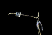 Load image into Gallery viewer, Abalone Half A Moon Pendant With Crystal Square Tan Iridescent Accent Beads
