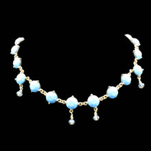 Load image into Gallery viewer, Powder Blue Crystal Station Necklace With Small Blue Swarovski Crystal Accents - Elegant Elements By Kelly

