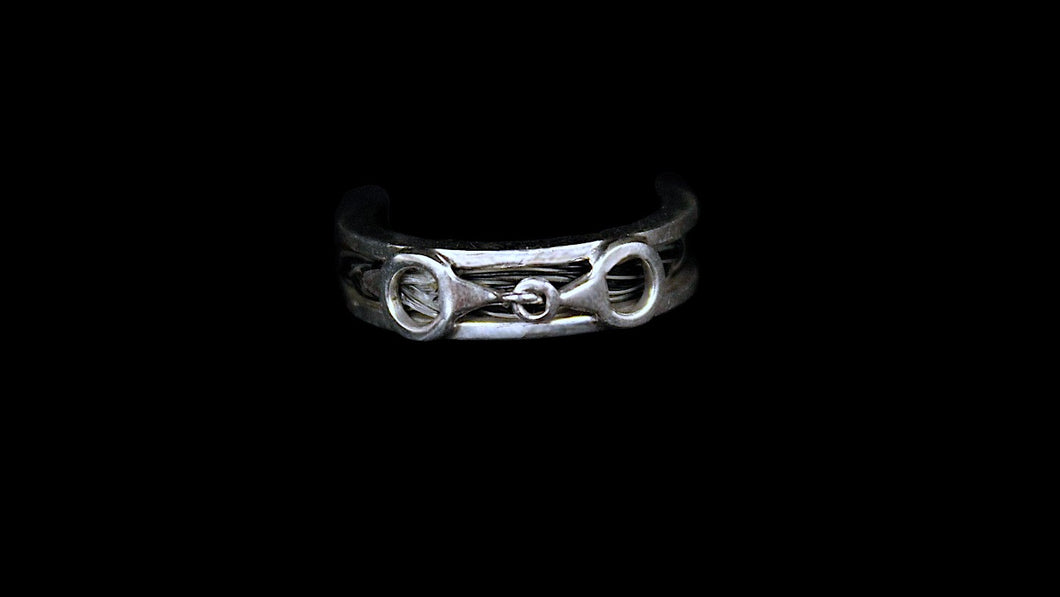 Custom Sterling Silver Snaffle Horsehair Inlay Ring