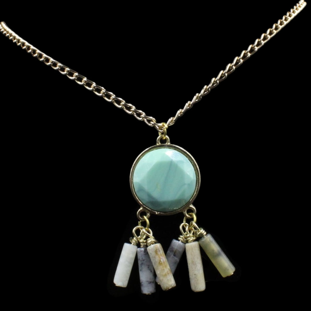 Native American Faux Turquoise With Jasper Accent Necklace