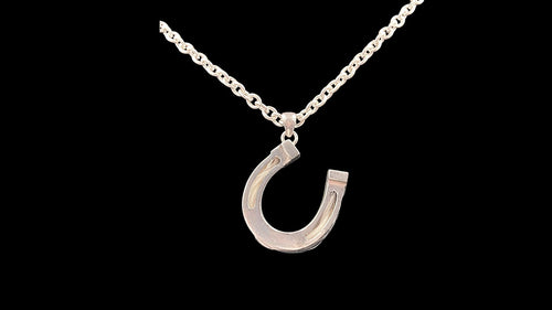 Custom Sterling Silver Large Horsehair Horseshoe Pendant With Sterling Silver Chain - Elegant Elements By Kelly