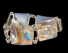 Load image into Gallery viewer, Custom Sterling Silver &amp; Brass Equestrian Bracelet With golden Hill Turquoise - Elegant Elements By Kelly
