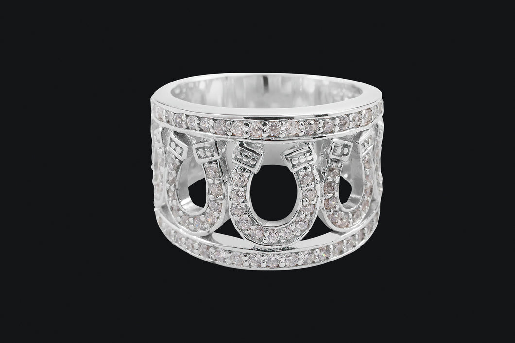 Sterling Silver Seven Horseshoe Wide Ring