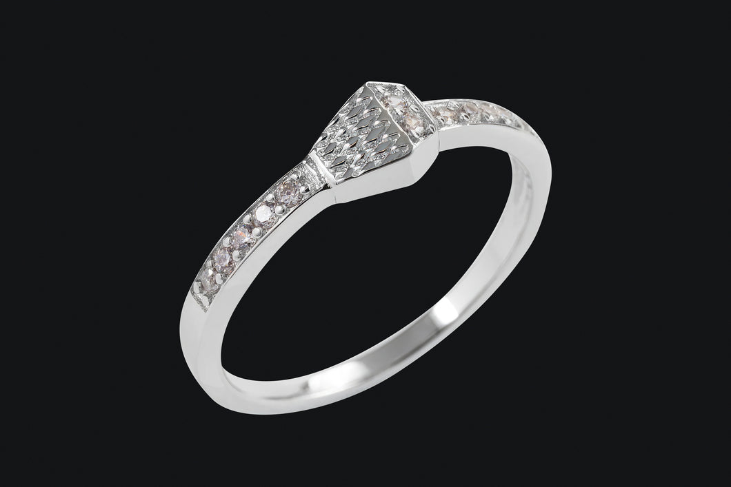 Sterling Silver Pave` Horseshoe Nail Ring