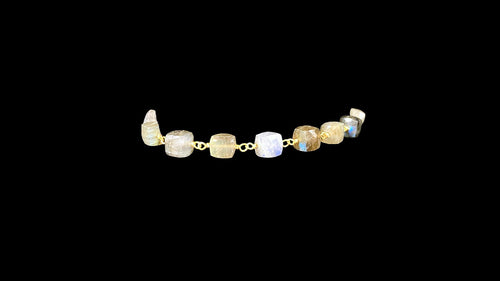 Labradorite Vermeil Cube Link Bracelet – 5.5–7.5mm Beads - Elegant Elements By Kelly