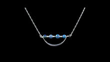 Load image into Gallery viewer, Sterling Silver Half Crescent Blue Opal Accents Necklace - Elegant Elements By Kelly
