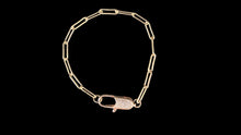 Load image into Gallery viewer, Gold Filled Paper Clip 3.8mm Elongate Bracelet With Cubic Zirconia  Large Clasp - Elegant Elements By Kelly
