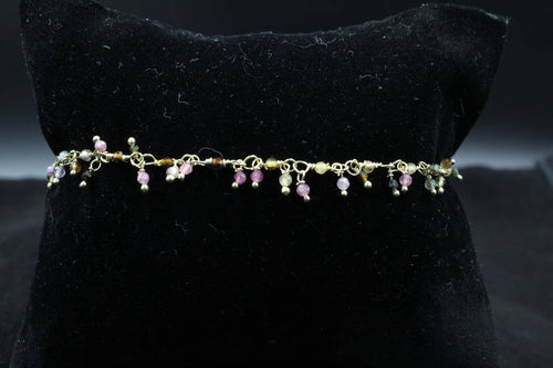Multi Color Tourmaline Micro Facted Round Dangle Gold Filled Bracelet - Elegant Elements By Kelly