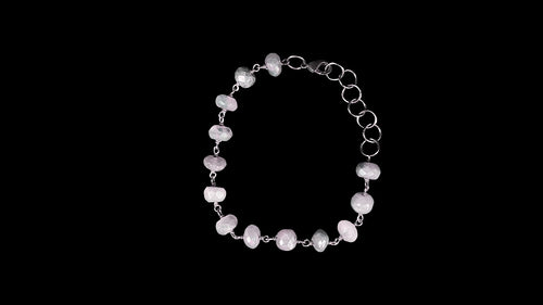 Silver Mystic Platinum Moonstone Faceted Rondelle Beads With Oxidized Sterling Silver Bracelet - Elegant Elements By Kelly